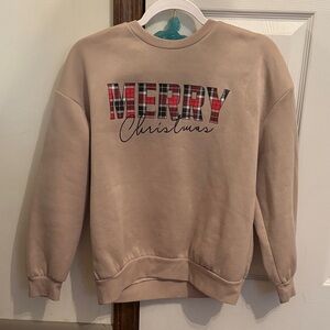 SHEIN Men's Beige Merry Christmas Crewneck Sweater
